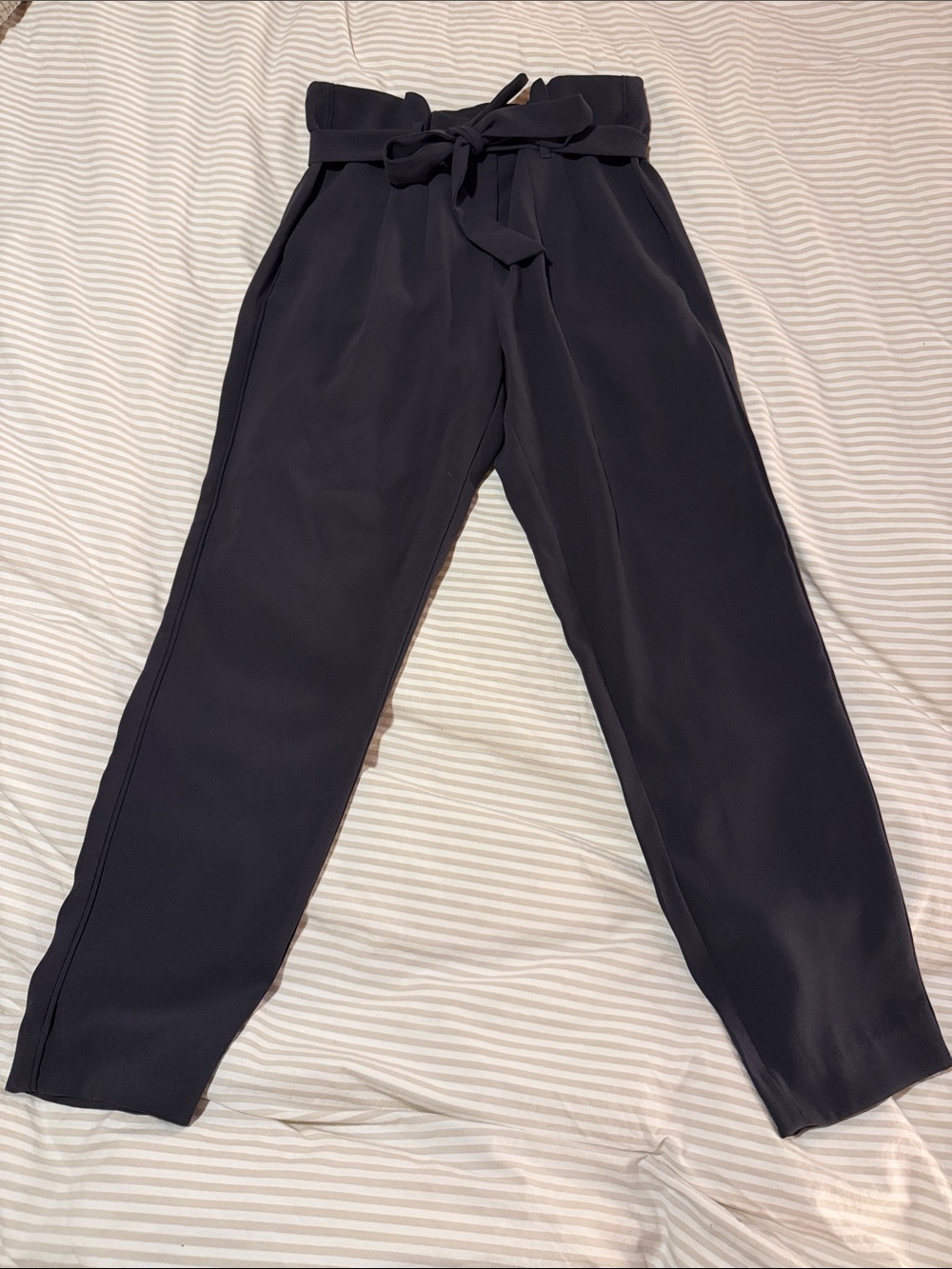 RW&CO. Charcoal High-Waist Tie-Belt Trousers